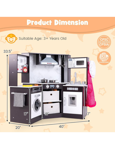 Juego de Cocina de Esquina Costzon para Niños con Agua y Sonido Juego de Cocina de Esquina Costzon para Niños con Agua y Sonido