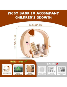 Hucha de Elefante de Madera Uniwooder Grande 24.99x22cm 2