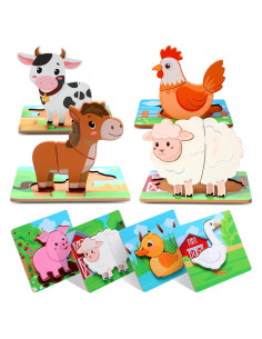 Rompecabezas de Madera Zomiboo Animales de Granja 8 Piezas