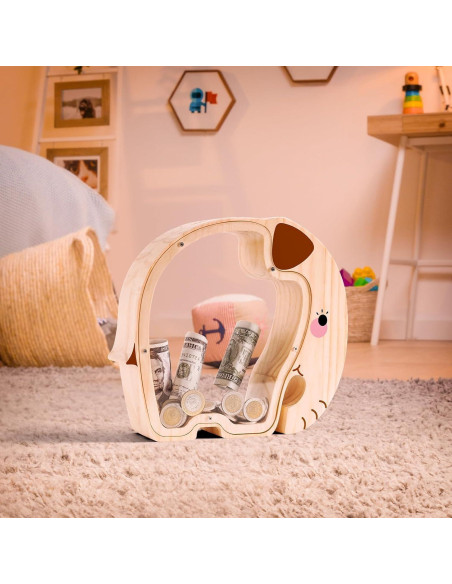 Hucha de Elefante de Madera Uniwooder Grande 24.99x22cm