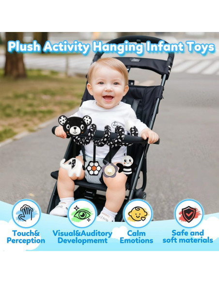 Juguete Colgante para Silla de Auto GKDOMS Oso Negro y Blanco