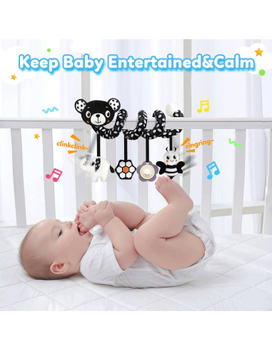 Juguete Colgante para Silla de Auto GKDOMS Oso Negro y Blanco