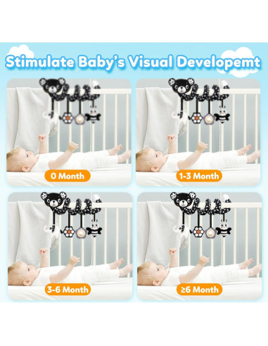 Juguete Colgante para Silla de Auto GKDOMS Oso Negro y Blanco