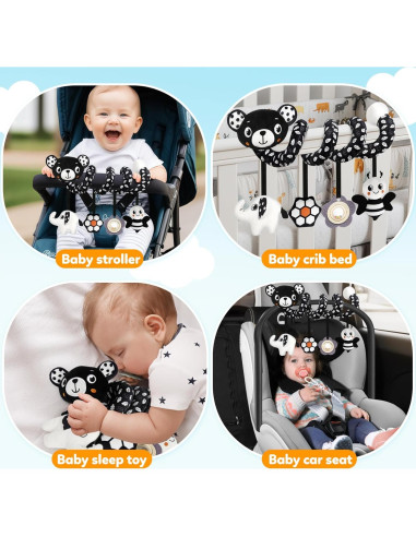 Juguete Colgante para Silla de Auto GKDOMS Oso Negro y Blanco