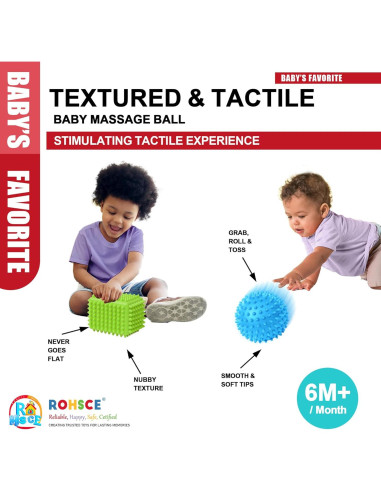 Pelotas Sensoriales para Bebés ROHSCE - Textura Suave 4 Unidades