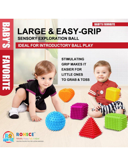 Pelotas Sensoriales para Bebés ROHSCE - Textura Suave 4 Unidades