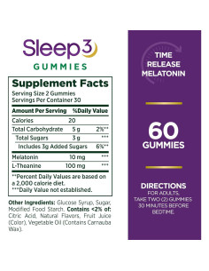 Gomitas para Dormir NBTY Sleep3 10mg L-Theanina 198g 2