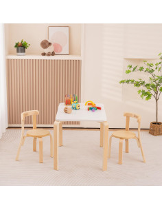 Conjunto de Mesa y 2 Sillas Swegrow para Niños de Madera 2