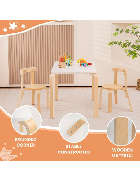 Conjunto de Mesa y 2 Sillas Swegrow para Niños de Madera