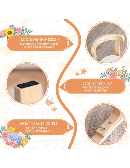 Conjunto de Mesa y 2 Sillas Swegrow para Niños de Madera