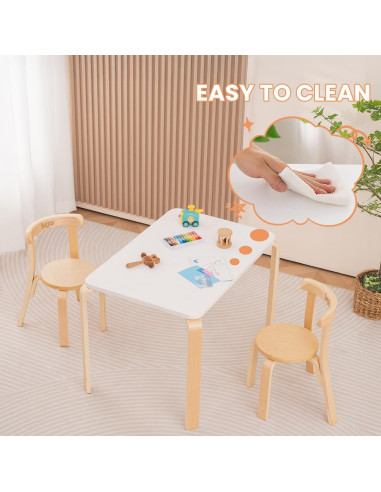 Conjunto de Mesa y 2 Sillas Swegrow para Niños de Madera