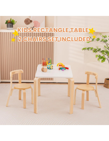 Conjunto de Mesa y 2 Sillas Swegrow para Niños de Madera