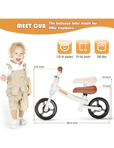 Bicicleta de Equilibrio GNAYUIJ G08 para Niños 1-4 Años