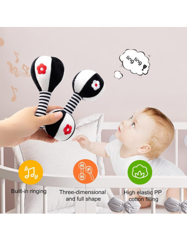 Sonajeros Suaves para Bebés 0-6 Meses - Set de 2 Juguetes