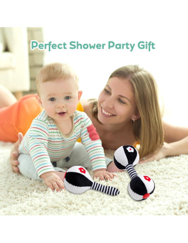 Sonajeros Suaves para Bebés 0-6 Meses - Set de 2 Juguetes