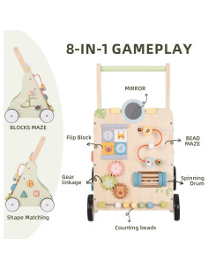 Caminador de Bebé de Madera OOOK con Ruedas y Actividades 2