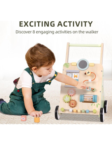 Caminador de Bebé de Madera OOOK con Ruedas y Actividades