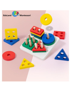 Juguete Educativo de Apilamiento de Madera EduLand 11.3cm 2
