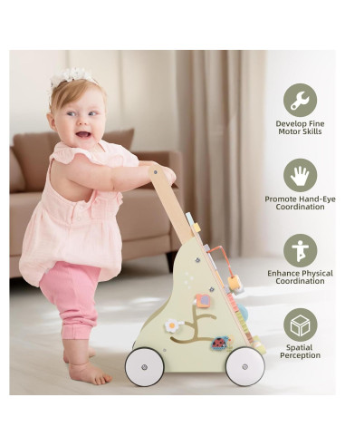 Caminador de Bebé de Madera OOOK con Ruedas y Actividades