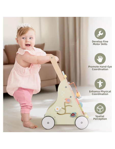 Caminador de Bebé de Madera OOOK con Ruedas y Actividades