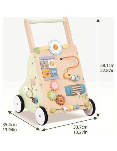 Caminador de Bebé de Madera OOOK con Ruedas y Actividades
