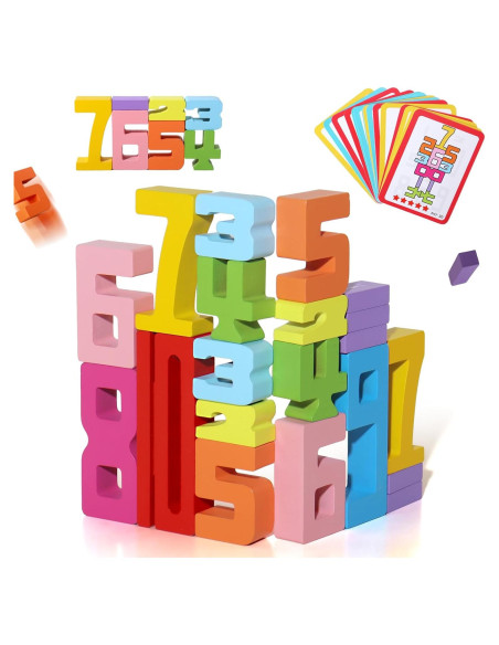 Bloques de Construcción de Números de Madera BESTAMTOY 20 Piezas Bloques de Construcción de Números de Madera BESTAMTOY 20 Piezas