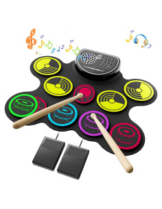 Juego de Batería Electrónica Miortior 10 Pads con Pedales y Altavoz