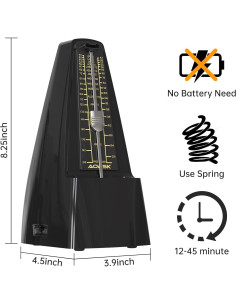 Metrónomo Mecánico AODSK Negro Universal para Instrumentos 2