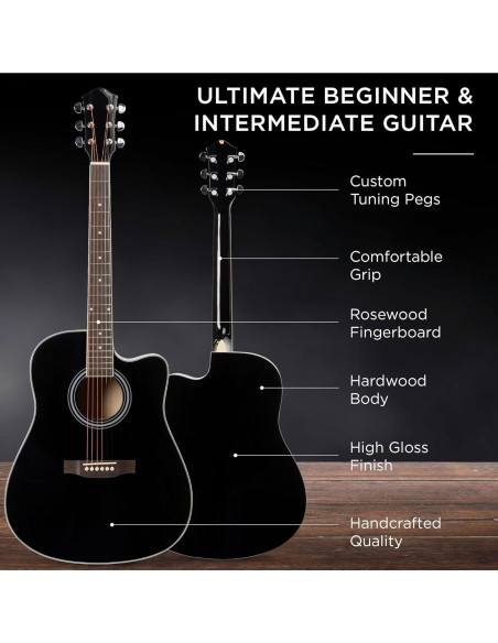 Guitarra Acústica Completa 41" Negra SKY5048 con Accesorios