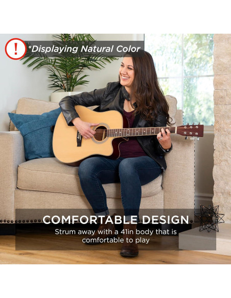 Guitarra Acústica Completa 41" Negra SKY5048 con Accesorios