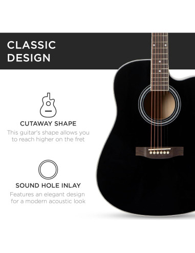 Guitarra Acústica Completa 41" Negra SKY5048 con Accesorios