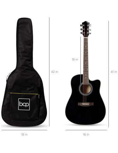 Guitarra Acústica Completa 41" Negra SKY5048 con Accesorios