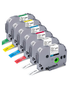 Paquete de 6 Cintas de Etiquetas Brother P Touch TZe 12mm