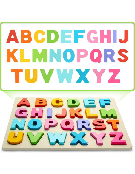 Rompecabezas de Madera del Alfabeto para Niños 3-5 Años