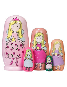 5 Muñecas Matryoshka de Madera Vingi Hechas a Mano 15.24 cm
