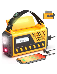 Radio Meteorológica Portátil DexScout 10000mAh Solar con Linterna