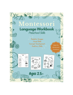 Montessori Language Workbook Preschool Skills: Realistic Images, Calm & Clean, Correct Phonetic Sounds