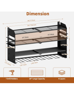 Organizador de Herramientas NINAT 4 Niveles 68 kg Montaje Pared 2