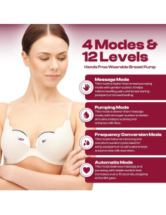 Extractor de Leche Portátil BUBBYJOY MY-375, 4 Modos, 12 Niveles, Silencioso 2