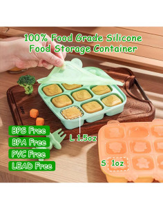 Bandeja de Congelador de Silicona LPHIANX 2 Pcs 45ml con Tapa 2