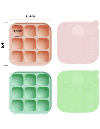 Bandeja de Congelador de Silicona LPHIANX 2 Pcs 45ml con Tapa