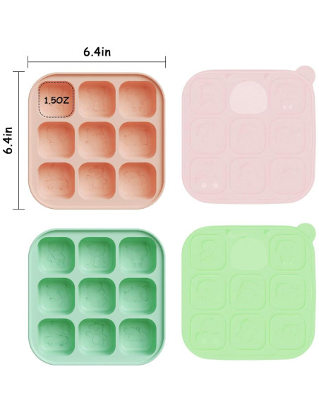 Bandeja de Congelador de Silicona LPHIANX 2 Pcs 45ml con Tapa