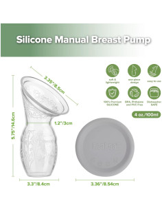 Bomba de Pecho Manual Haakaa 100 ml Silicona con Tapa 2