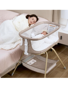 Cuna 3 en 1 ANGELBLISS Caqui - Mecedora, Lateral y Nido 2