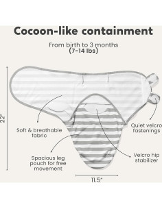 Manta de Envolver Ajustable CuddleBug 3 Unidades 0-3 Meses 2