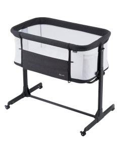 Cuna de lado Qutanix gris, plegable y ajustable para bebés 2