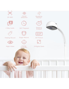 Cámara para Bebés 2K WiFi RICHCHO con Monitor de Sueño AI 2
