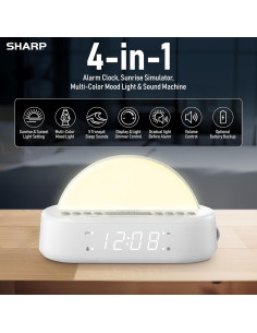 Reloj Despertador Amanecer Sharp con Luz Multicolor y Sonidos 2