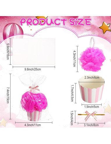 50 Conjuntos de Regalos Baby Shower Rosa - Esponjas y Decoración