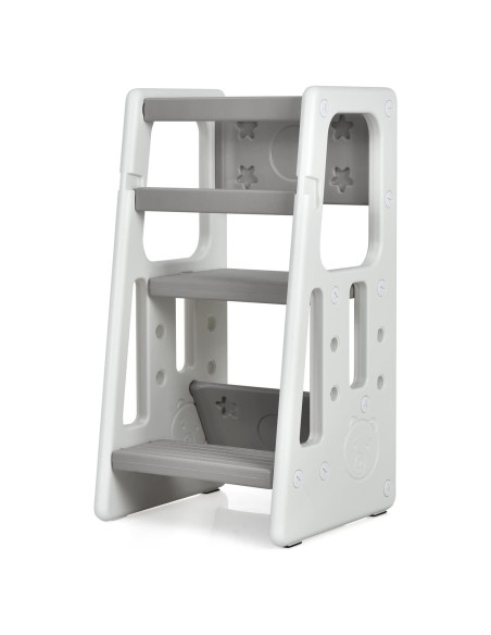 Escalera de Cocina para Niños Costzon Gris con Doble Barandilla Escalera de Cocina para Niños Costzon Gris con Doble Barandilla